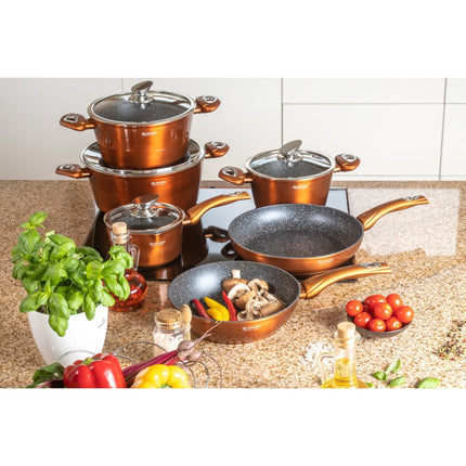 15pcs Ceramic And Marble Cookware Set with Kitchen Accessories | Induction Cookware Set