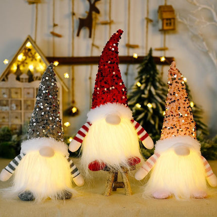 Christmas Decoration Sequins With Lights Rudolph Doll Ornaments