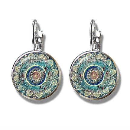 Mandala Art Picture Earrings Crystal Yoga Earrings