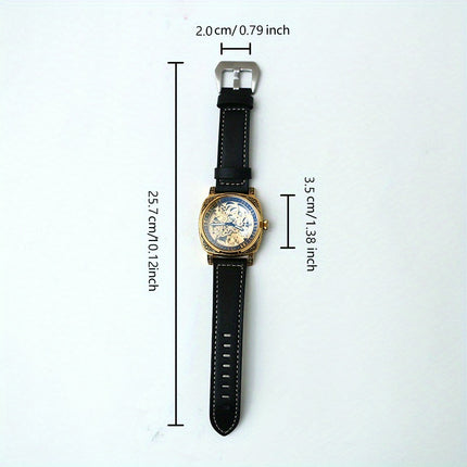 1pc Boys Men's Mechanical Tourbillon Watch - Automatic Mechanical Movement with Golden