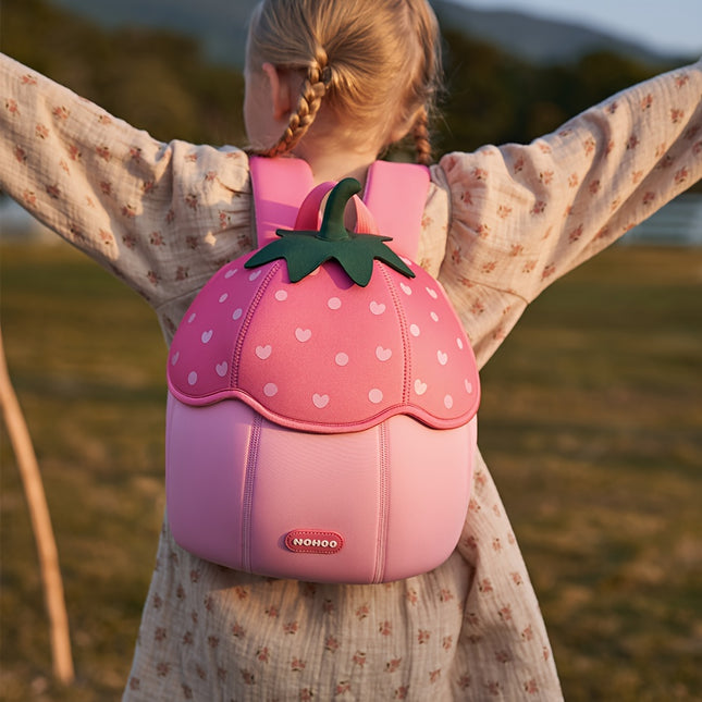 Preschool Girls Backpack 3D Strawberry – Cute Lightweight Kids School Bag for Kindergarten,