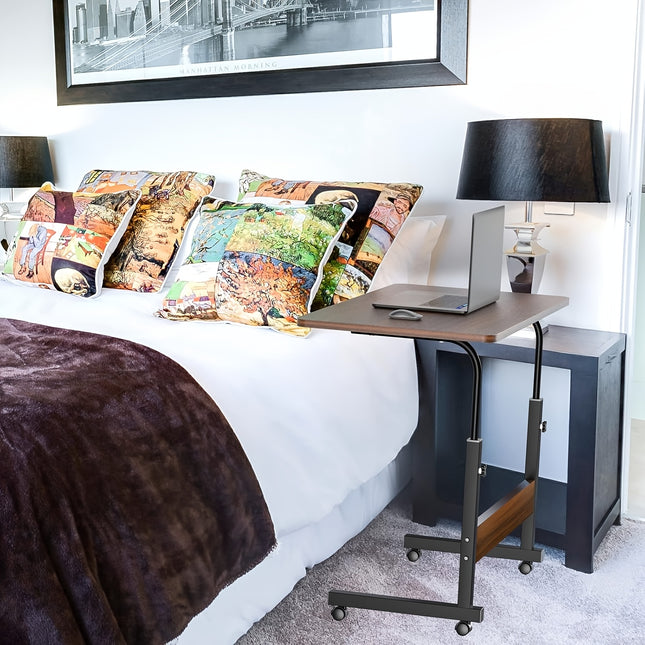 Adjustable Height Rolling Computer Desk with Wheels - 80.01cm x 39.24cm Compact Mobile Workstation