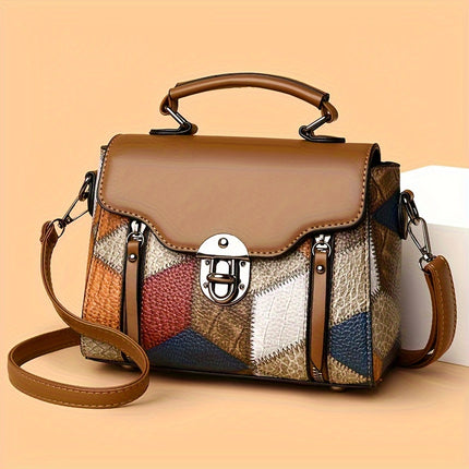 Geometric Handbag - Adjustable Shoulder Strap, Large Capacity Anti-Theft Zipper Closure
