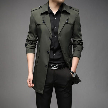 Windbreaker Mid-length Casual Jacket Slim Business Men's Suit Jacket
