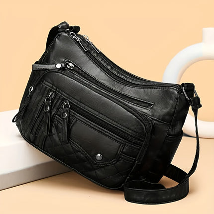 Fashionable Large Capacity PU Shoulder Bag Multifunctional Crossbody Bag