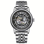 Silvery Case Black Dial Silvery Strap