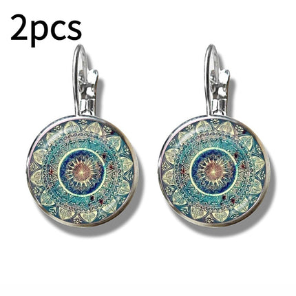 Mandala Art Picture Earrings Crystal Yoga Earrings