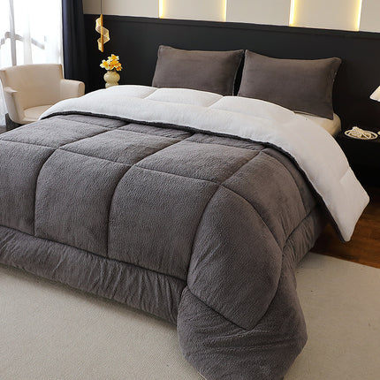 1pc Ultra-Soft Reverse Winter Quilt - Thickened Plush Milk Fleece All-Season Comforter