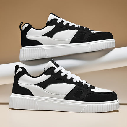 Men's Trendy Solid/Colour Block Skate Shoes, Comfy Non Slip Casual Lace Up Sneakers For Men's Outdoor Activities