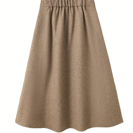 Elegant Women'S A-Line Skirt - Polyester Blend with Elastane, Solid Color, Regular Length