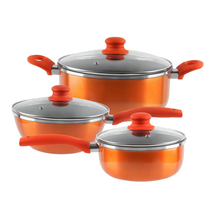 Pot Set Orange  Pots and Pans Set Ultra Nonstick  with Ceramic Coating  Gas/Induction Compatible