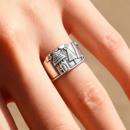 Ethnic-style Vintage Creative Wide-band Distressed Open Womens Ring