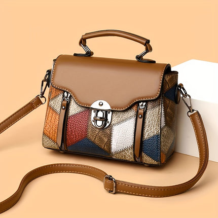 Geometric Handbag - Adjustable Shoulder Strap, Large Capacity Anti-Theft Zipper Closure