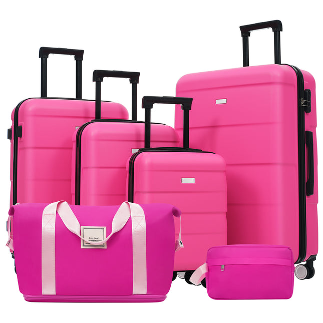 Hardshell Luggage Sets 6 Piece with 2 Bags,Carry on Suitcase with Handle Password Lock Double Spinner Wheels, Lightweight 16'+20'+24'+28' Luggages