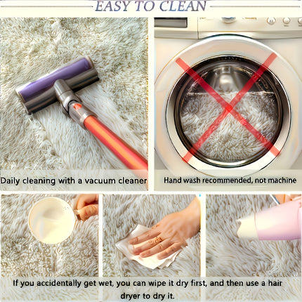 1pc, Luxurious Soft Faux Fur Area Rug, Rectangle, Light Gray, Tufted Polyester 100%, Fluffy