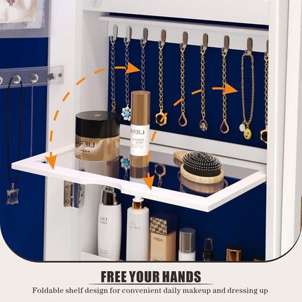 360° Swivel Jewelry Storage With Full-Length Mirror - Standing Lockable Jewelry Armoire Organizer