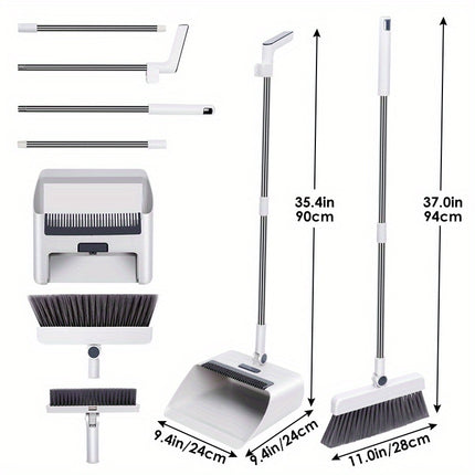 1Set, 3 in 1 Broom and Dustpan for Floor Cleaning