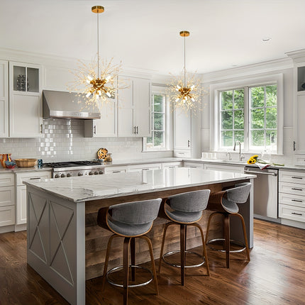 Dandelion Shaped Living Room, Dining Room, Bedroom, Kitchen with Modern Golden Crystal Chandeliers
