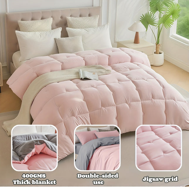 1pc Thick Duvet, Doule Sided Use 100% Polyester Quilted 400gsm Quilt, Ultra-Soft, Machine Washable