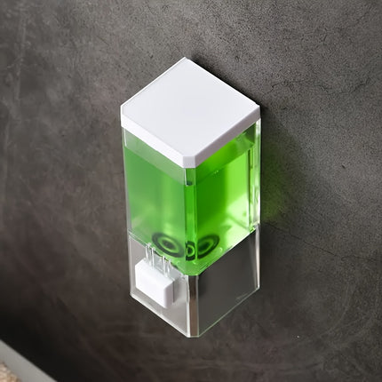 JUEMEL 1pc Home Transparent Wall-mounted Manual Soap Dispenser, Without Drilling and Power Supply