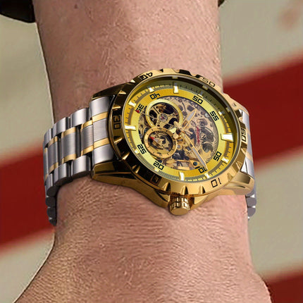 Men'S Automatic Watch with Flying Tourbillon Rotating Skeleton Mechanism