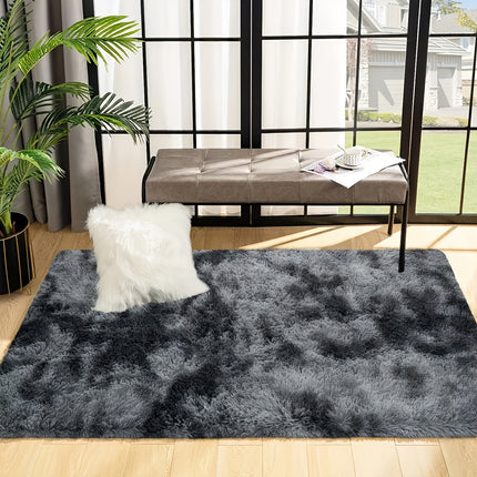 1pc Deep Grey Tufted Fluffy Designed Rug | Durable, Easy-to-Maintain,