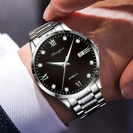 Slim Stainless Steel with Luminous Dial and Calendar, Ideal Gift for Men, Without Battery,