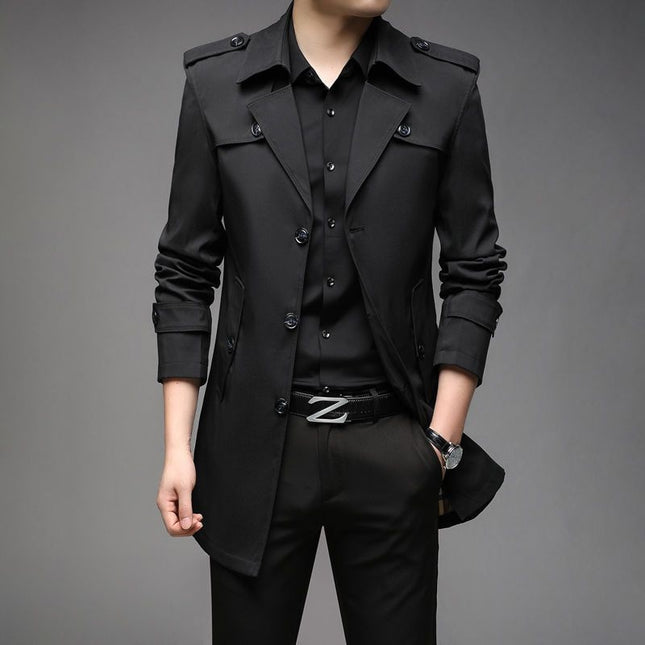 Windbreaker Mid-length Casual Jacket Slim Business Men's Suit Jacket