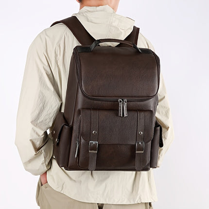 Men's Vintage Multi-Pocket Backpack Compatible for MacBook/Airport - Convertible Travel Bag