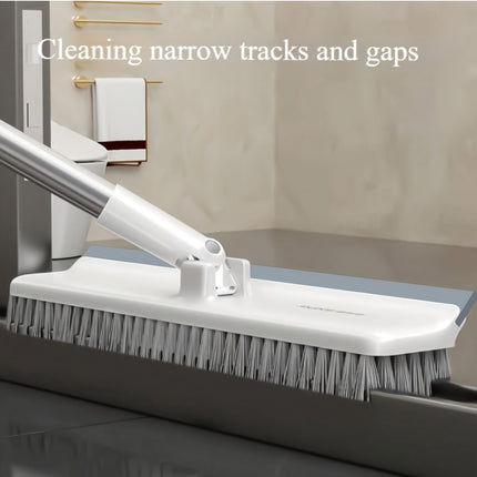2-in-1 Heavy-Duty Floor Scrub Brush with Long Handle Stiff Bristle Scrubber & Scraper for Bathroom