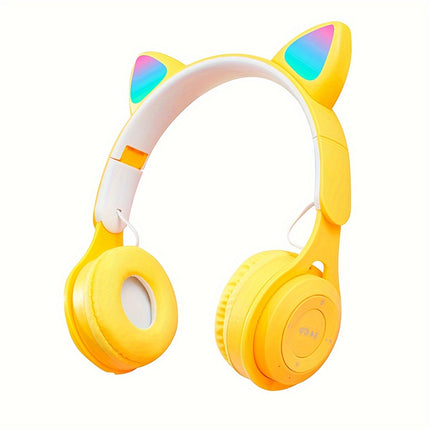 1pc Cute Glowing Cat Ear Headband Headphones Wireless, Long-Lasting, Multi-Color Options