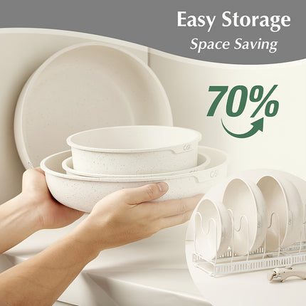 17pcs Cookware Set With Detachable Handle, Nonstick Pots And Pans Set With Removable Handle,