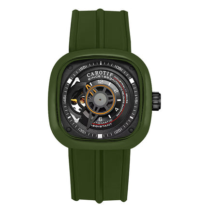 1pc Men's Green Vintage Mechanical Watch with Chronograph Winding Retro Analog Watch Suitable