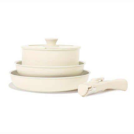 5pcs Ceramic Nonstick Kitchen Pots And Pans Set Cookware Sets With Detachable Handle,