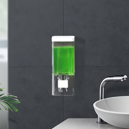 JUEMEL 1pc Home Transparent Wall-mounted Manual Soap Dispenser, Without Drilling and Power Supply