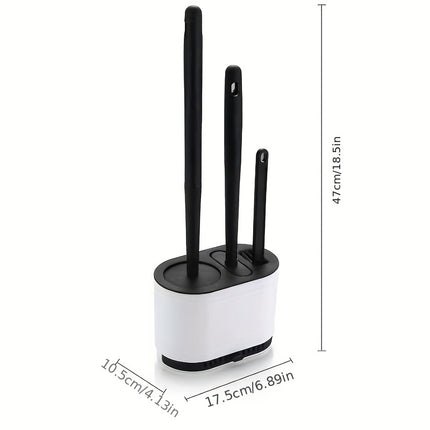 1pc No-Slip Silicone Toilet Brush Set with Long Handle and Soft Bristles for Easy and Quick Cleaning