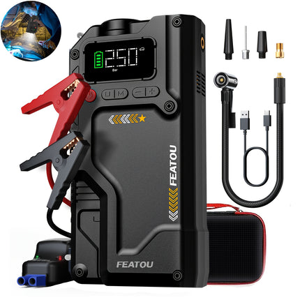 Car Air Compressor Jump Starter with Air Compressor, Battery Jump Starter Portable Peak