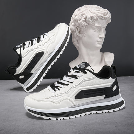 New 2025 Men'S Lace-Up Thick-Soled Sneakers in a Color-Block Design, Perfect for Casual Sports
