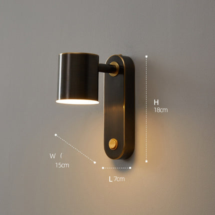 Full Copper Bedroom Bedside Wall Lamp Nordic