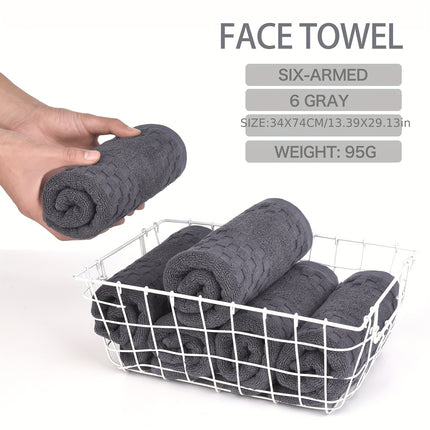 6pcs 100% Cotton Face Towel Set | Soft, Quick-Drying, Lightweight, Breathable,