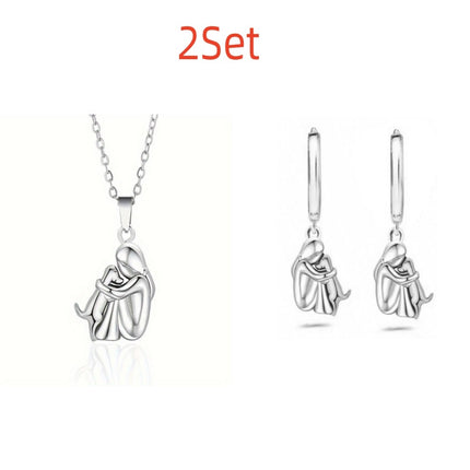 Fashion Little Girl And Dog Hug Necklace