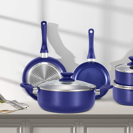 10-Piece Pots And Pans Set Nonstick, Aluminum Nonstick Ceramic Cookware Set With Lids