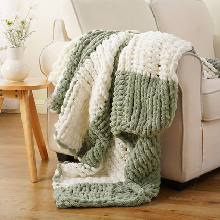 50"x60" Chunky Throw Blanket - Thick & Soft Chenille Yarn Oversized Green
