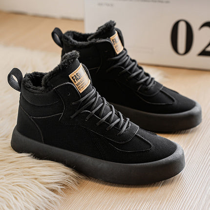 Men's Winter Warm Mid-Top Sneakers Slip-Resistant Traction Tread