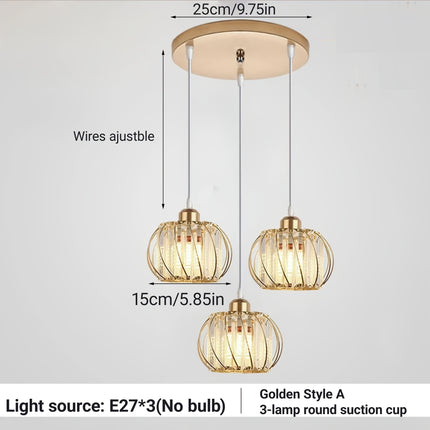 Three-Headed Creative And Unique Pendant Light, Crystal Hanging Lamp with E27 Socket