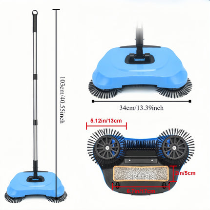 1pc Manual Sweeper Mop and Vacuum Combo for All Hard Floors Pet Hair