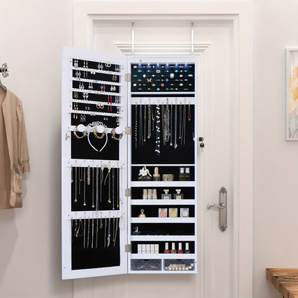 47.2"" Wall Mounted Organizer With Lockable Full-Length Mirror Perfect for Bedroom