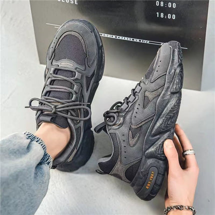 Men's Breathable Mesh Sports Sneakers -  & PVC Low-Top Cushioning Running Shoes