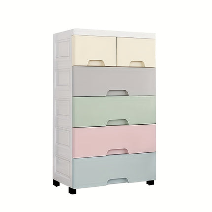 6-Drawer Large Capacity Storage Cabinet with Wheels - Durable Organizer for Non-Waterproof Clothes