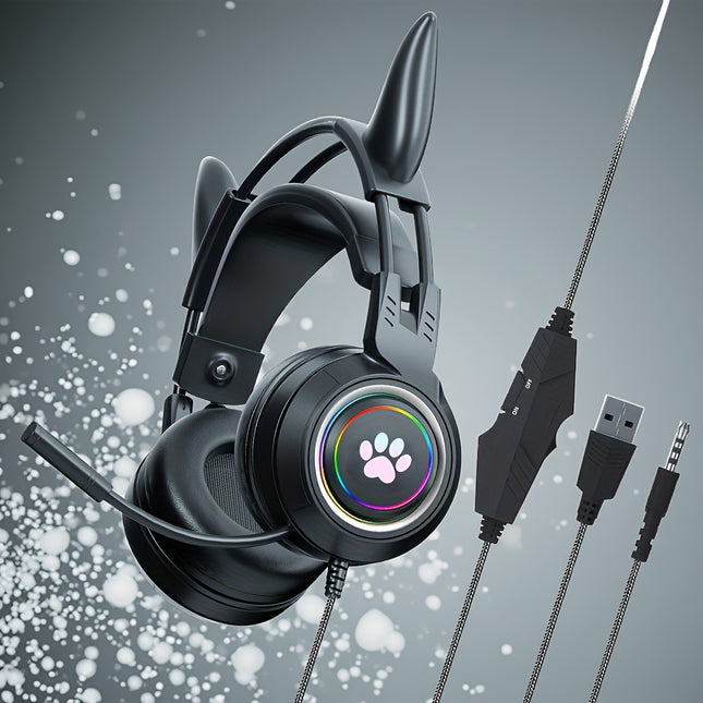 RGB Wired Gaming Headphones with Adjustable Volume for PS4, Computers, And Laptops.